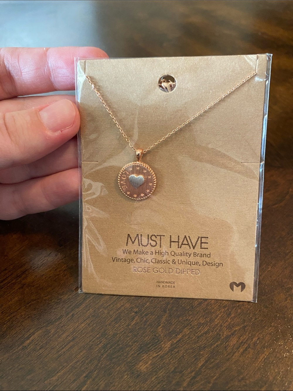MUST HAVE Rose Gold Heart Coin Pendant Necklace